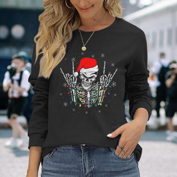 Rock On Santa Skeleton Rock And Roll Christmas Lights Rocker Long ...