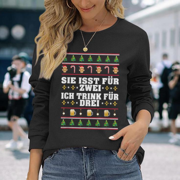 Sie Isst Für Zwei Ich Trink Drei Werdender Father S Langarmshirts Geschenke für Sie