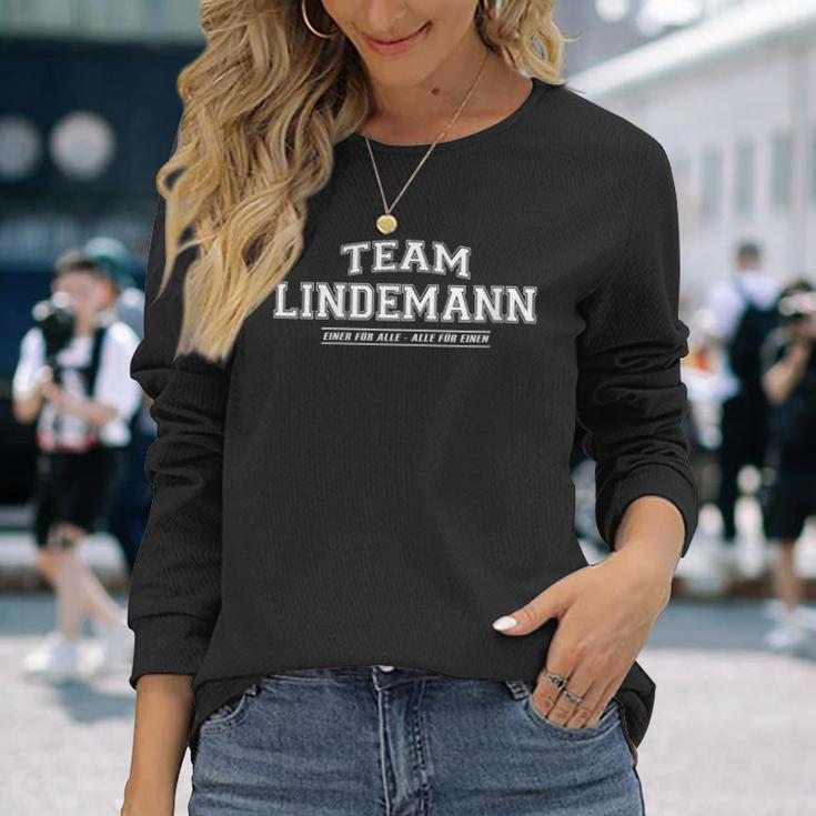 Team Lindemann Proud Family Last Name With-Neck Langarmshirts Geschenke für Sie