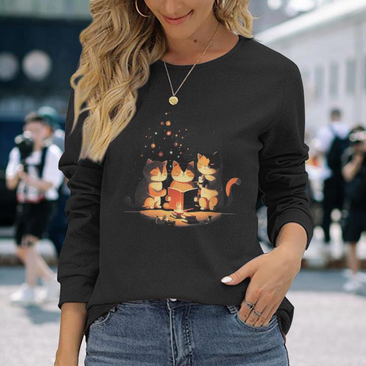 Weihnachtskatze Katze Süßer Hut Kunst Illustration Langarmshirts Geschenke für Sie