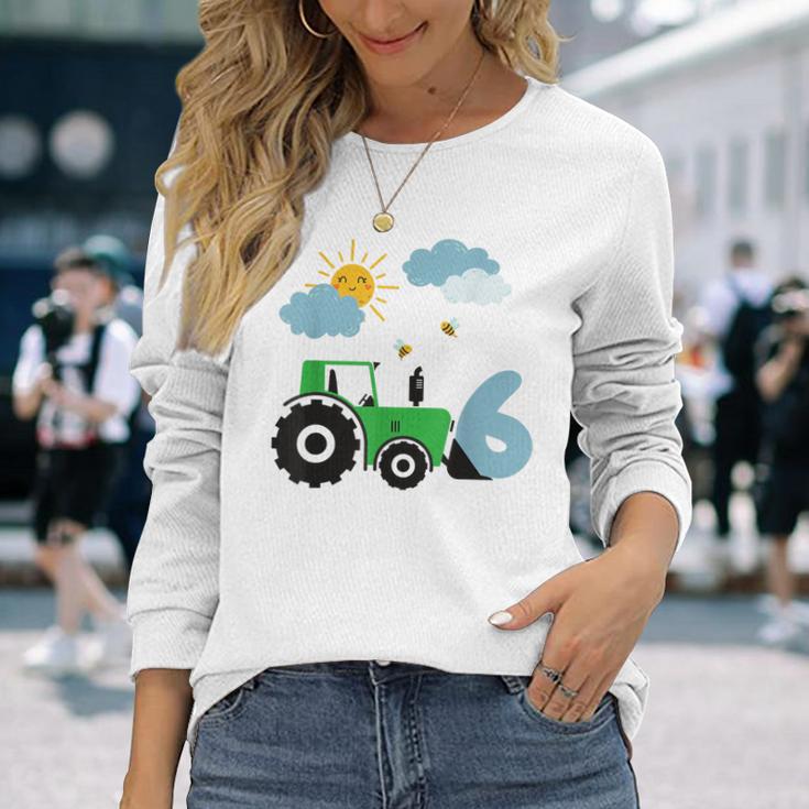 Kinder Geburtstag Traktor 6 Jahre Junge Bauernhof Zahl Langarmshirts Geschenke für Sie