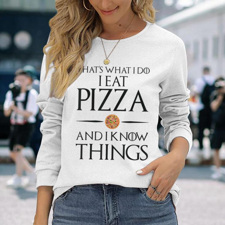 Pizza Das Ist Was Ich Essen Und Weiß Dinge German Gray Langarmshirts Geschenke für Sie