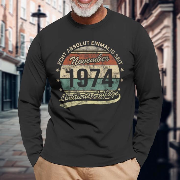 50Th Birthday Real Absolut Einmalig Seit November 1974 Langarmshirts Geschenke für alte Männer