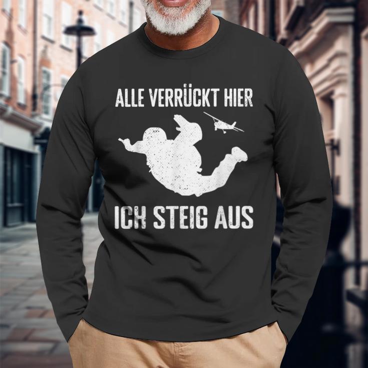 Alleerrückt Hier Skydiving Skydive S Langarmshirts Geschenke für alte Männer