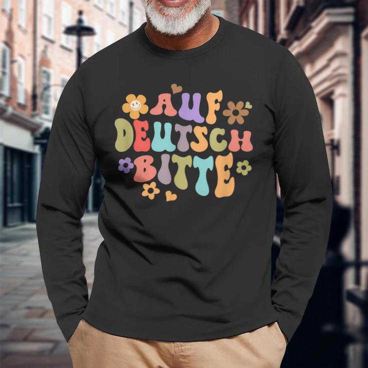 Auf Deutsch Bitte Lustige Deutsche Lehrerin German Langarmshirts Geschenke für alte Männer