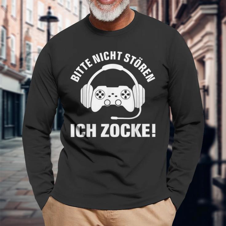 Bitte Nicht Stören Ich Zock Saying For Gamer S Langarmshirts Geschenke für alte Männer