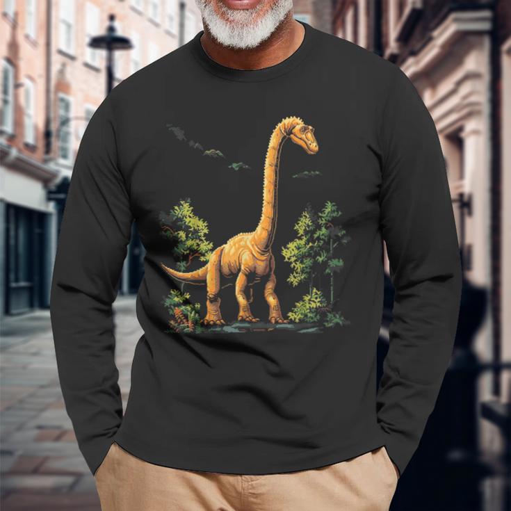 Brachiosaurus Dinosaur Motif Illustration Brachiosaurus Langarmshirts Geschenke für alte Männer