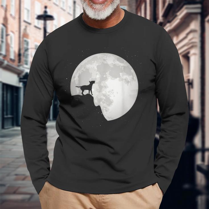 Bull Terrier Dog Portrait Dog Portrait Moon Langarmshirts Geschenke für alte Männer