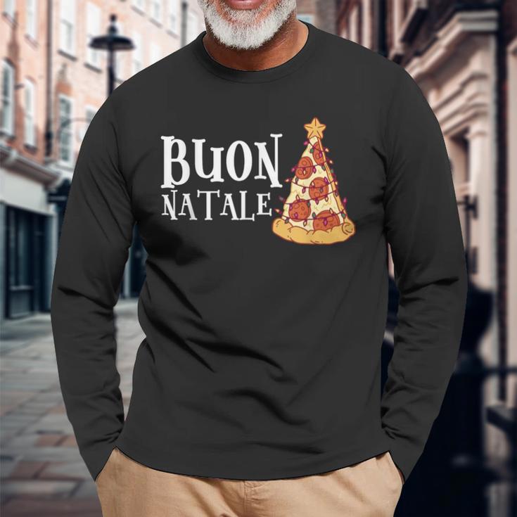 Buon Natale Christmas Italy Pizza Langarmshirts Geschenke für alte Männer