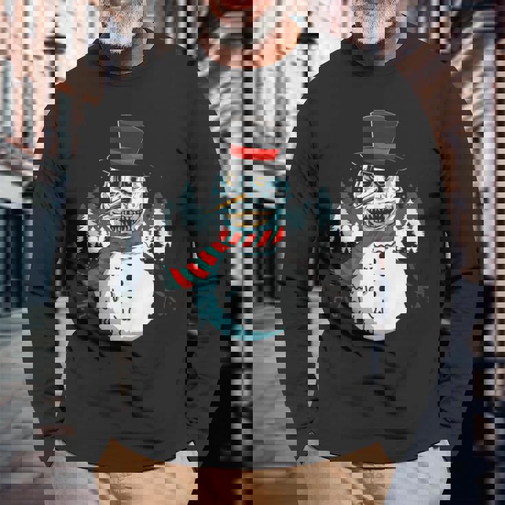 Christmas Scary Snowman Holiday Horror Creepy Face Winter Tank Top Long Sleeve T-Shirt Gifts for Old Men