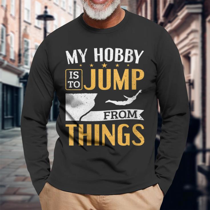 Damen Cliff Jump Mein Hobby Iston Dingen Zu Springen Klippenspringen Mit-Ausschnitt Langarmshirts Geschenke für alte Männer