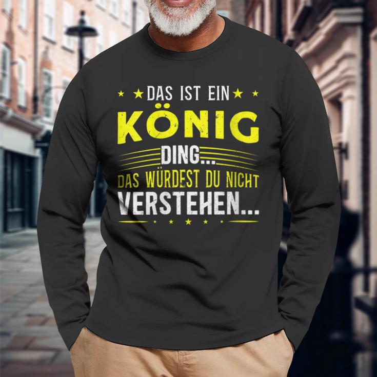 Damen Das Ist Ein König Ding Spruch Für Familie König Mit-Ausschnitt Langarmshirts Geschenke für alte Männer