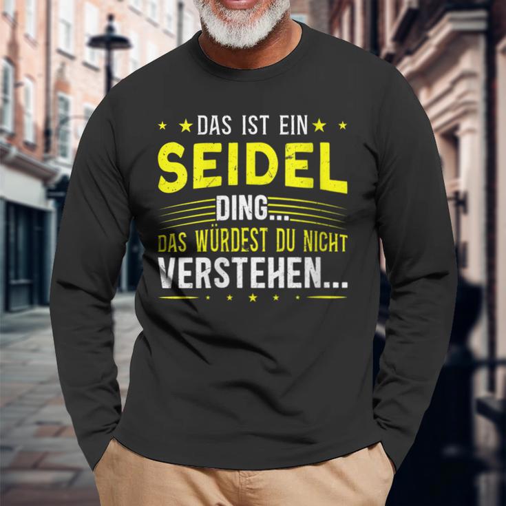 Damen Das Ist Ein Seidel Ding Spruch Für Familie Seidel Mit-Ausschnitt Langarmshirts Geschenke für alte Männer