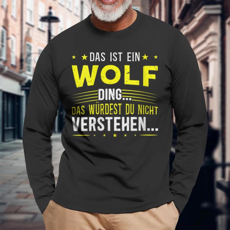 Damen Das Ist Ein Wolf Ding Spruch Für Familie Wolf Mit-Ausschnitt Langarmshirts Geschenke für alte Männer