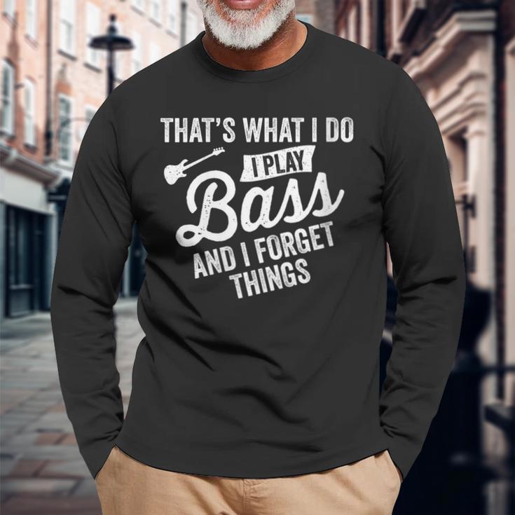 Damen Das Ist Was Ich Tue Ich Spiele Bass Undergesse Dinge Mit-Ausschnitt Langarmshirts Geschenke für alte Männer