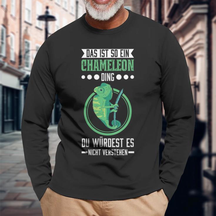 Damen Das Ist So Ein Chameleon Ding Chamäleon Mit-Ausschnitt Langarmshirts Geschenke für alte Männer