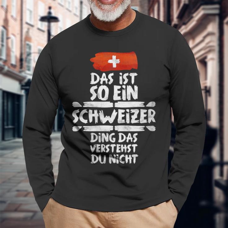 Damen Das Ist So Ein Schweizer Ding Dasersteht Du Nicht Mit-Ausschnitt Langarmshirts Geschenke für alte Männer