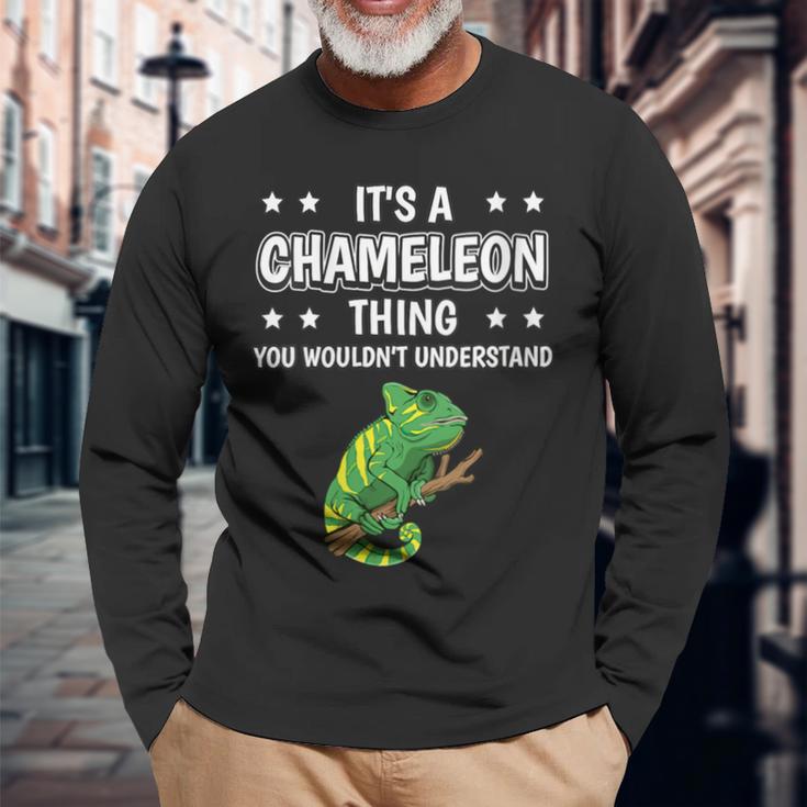 Damen Ist So Ein Chamäleon Ding Lustiger Spruch Chamäleons Mit-Ausschnitt Langarmshirts Geschenke für alte Männer