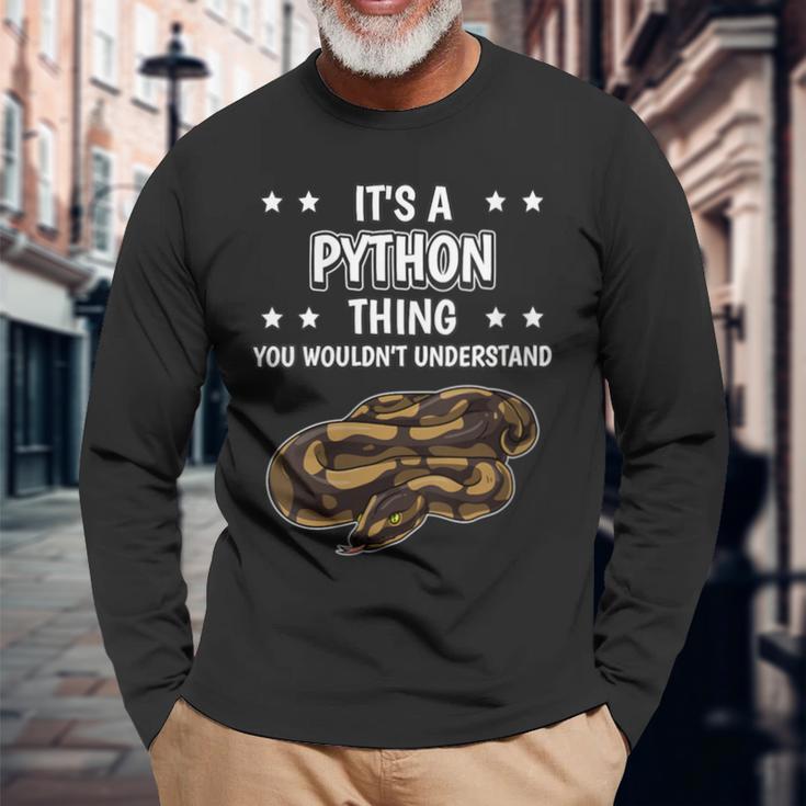 Damen Ist So Ein Python Ding Lustiger Spruch Pythons Mit-Ausschnitt Langarmshirts Geschenke für alte Männer