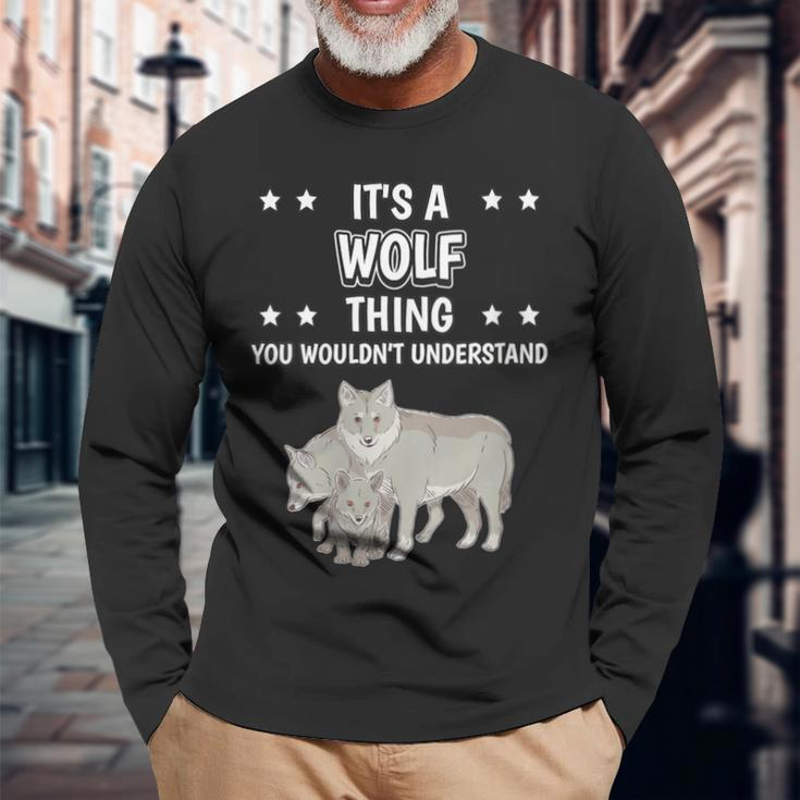 Damen Ist So Ein Wolf Ding Lustiger Spruch Wölfe Mit-Ausschnitt Langarmshirts Geschenke für alte Männer