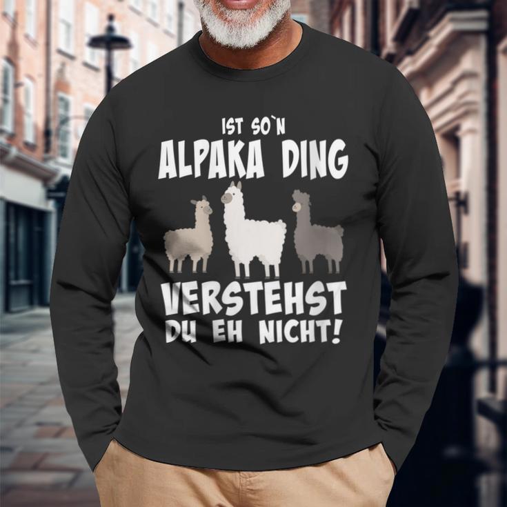 Damen Ist So N Alpaka Ding Alpaka Und Lamas Mit-Ausschnitt Langarmshirts Geschenke für alte Männer