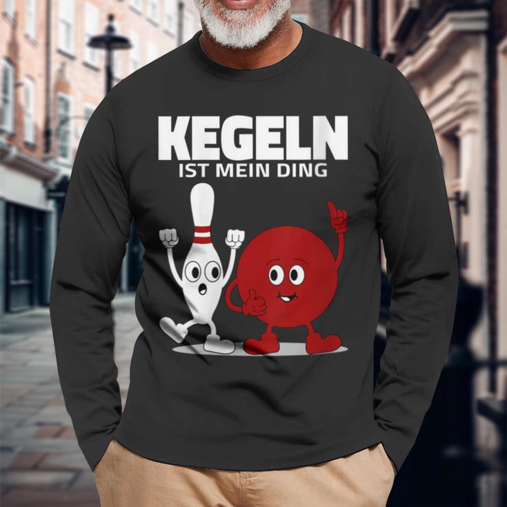 Damen Lustige Kugel & Kegel I Kegeln I Kegeln Ist Mein Ding Mit-Ausschnitt Langarmshirts Geschenke für alte Männer