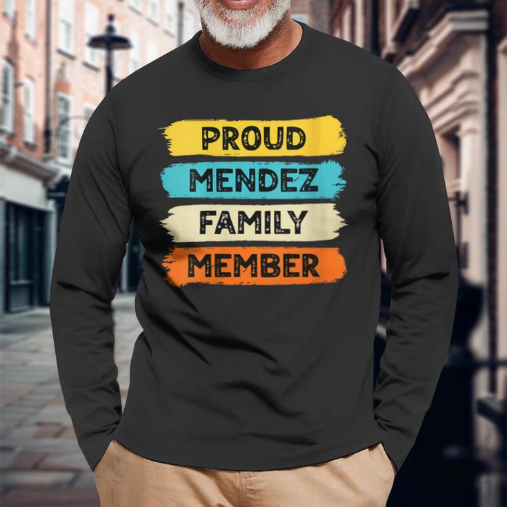 Damen Mendez Retro Mendez Nachname Mendez Mit-Ausschnitt Langarmshirts Geschenke für alte Männer