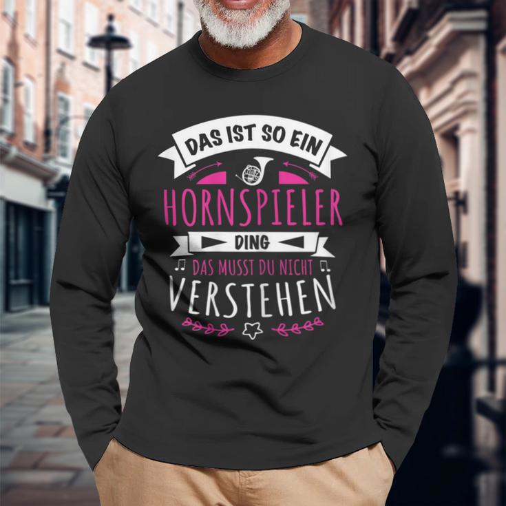 Damen Musiker Hornspieler Das Ist So Ein Horn Ding Langarmshirts Geschenke für alte Männer