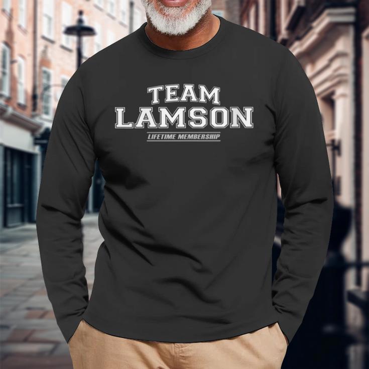 Damen Team Lamson Stolzer Familiennachname Nachname Geschenk Mit-Ausschnitt Langarmshirts Geschenke für alte Männer