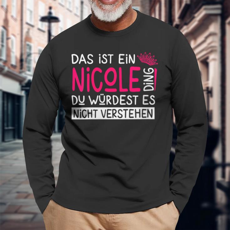 Damenorname Nicole Name Namenstag Spruch Das Ist Ein Nicole Ding Mit-Ausschnitt Langarmshirts Geschenke für alte Männer