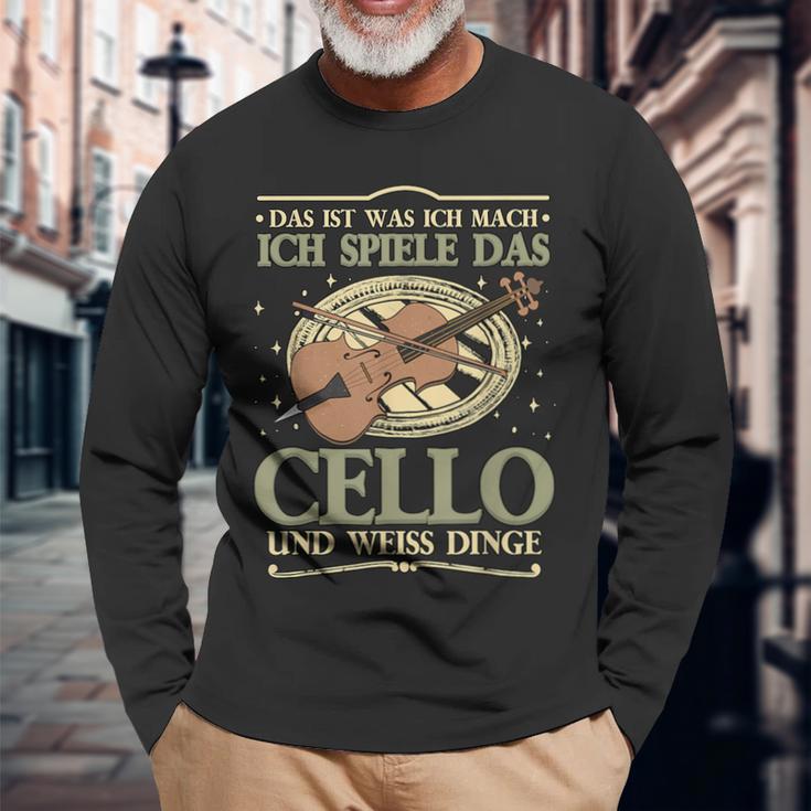 Das Ist Was Ich Mach Ich Spiel Das Cello Und Weiß Dinge Langarmshirts Geschenke für alte Männer