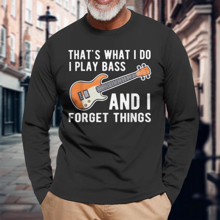 Das Ist Was Ich Tue Ich Spiele Bass Undergesse Dinge Git S Langarmshirts Geschenke für alte Männer