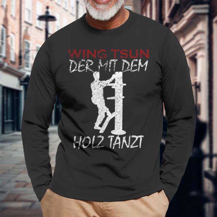 Der Mit Dem Holz Tanzt Martial Arts Training Wing Tsun Langarmshirts Geschenke für alte Männer