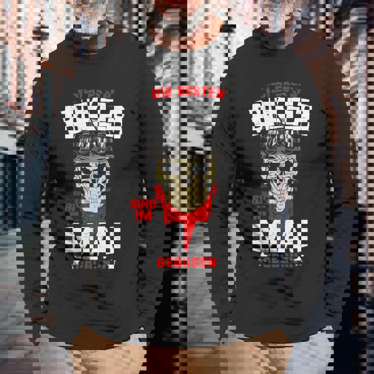 Die Besten Biker Sind Im Mai Geboren Langarmshirts Geschenke für alte Männer