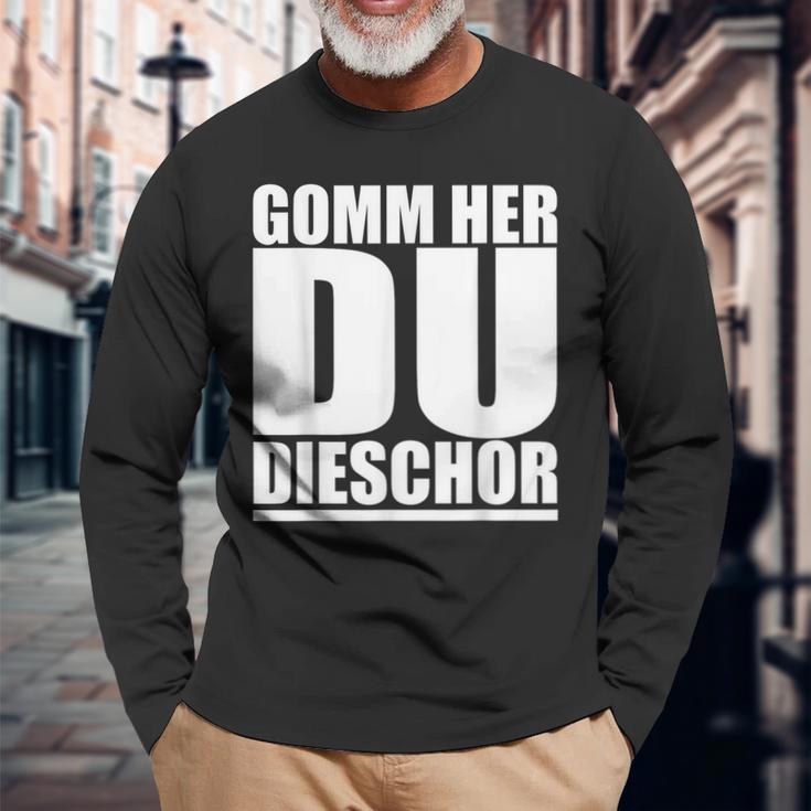 Come Here Du Tiger On Saxon Ossi Dialekt Langarmshirts Geschenke für alte Männer