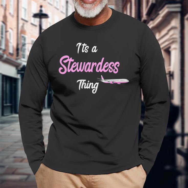 Es Ist Eine Stewardess-Ding Flugbegleiter Für Luftfahrtflugzeuge Langarmshirts Geschenke für alte Männer