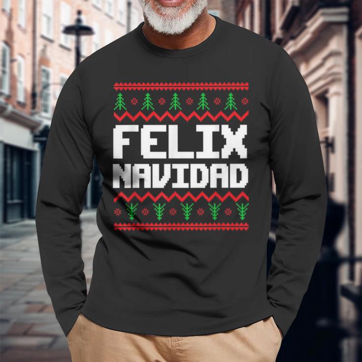 Felix Navidad Felix Name Day Xmas Langarmshirts Geschenke für alte Männer