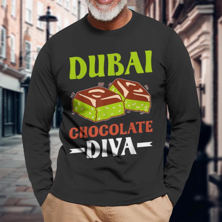 Dubai Chocolate Slogan Langarmshirts Geschenke für alte Männer