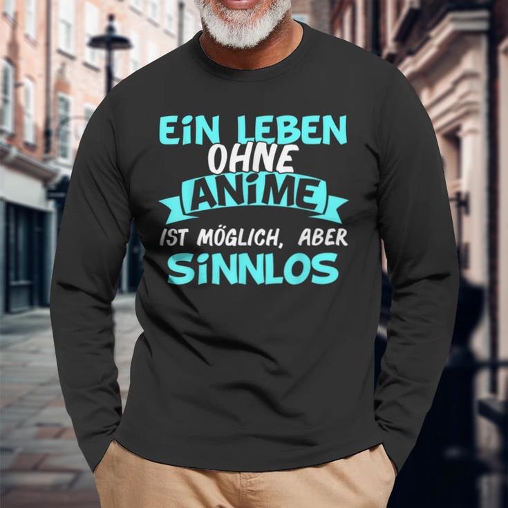 Otaku Sayings Ein Leben Ohne Anime Ist Sinnlos Langarmshirts Geschenke für alte Männer