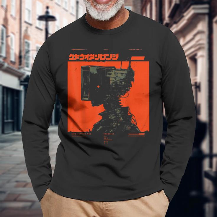 Futuristic Techwear Japanese Cyberpunk Harajuku Horror Punk Langarmshirts Geschenke für alte Männer