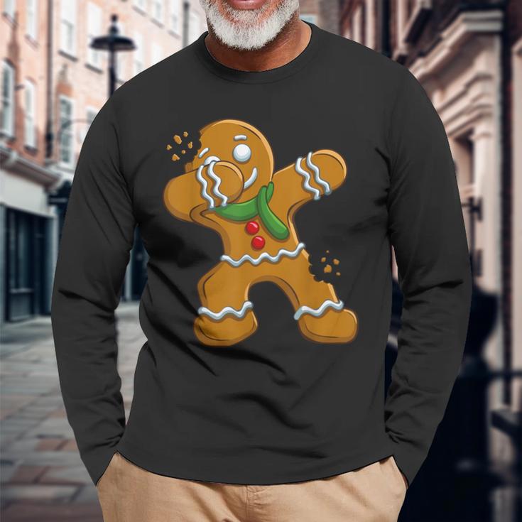 Gentle Gingerbread Man Christmas Dab Langarmshirts Geschenke für alte Männer