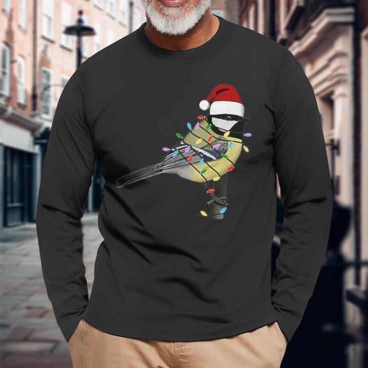 Great Tit Christmas Bird Santa Garden Bird Langarmshirts Geschenke für alte Männer