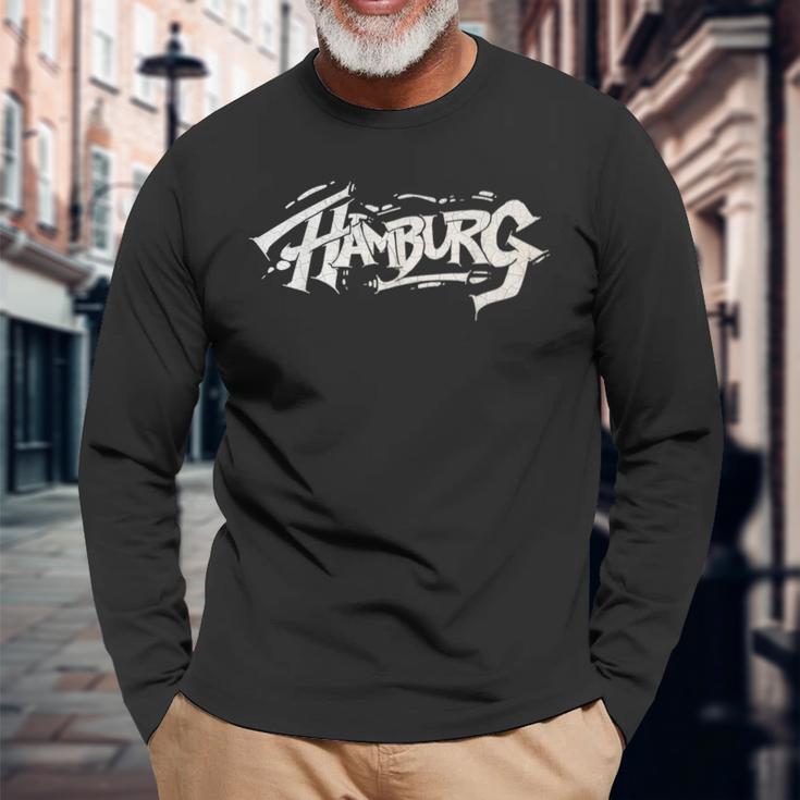 Hamburg City Graffiti Straßenkunst Handstyle Deutschland Hip Hop Langarmshirts Geschenke für alte Männer