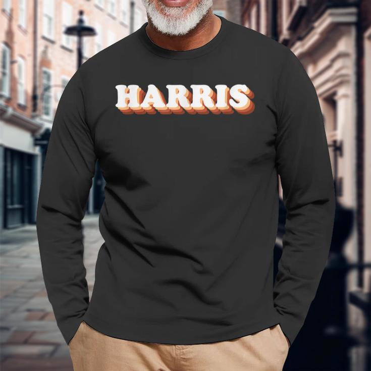 Harris Familienname Outfit Personalisiert Nachname Urlaub Langarmshirts Geschenke für alte Männer