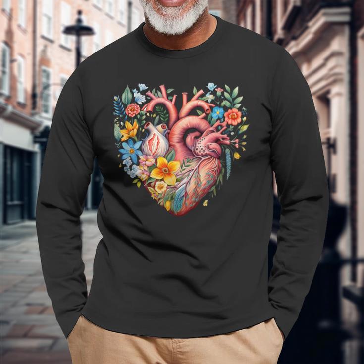 Herz Blumen Menschliches Organ Anatomie Liebe Langarmshirts Geschenke für alte Männer