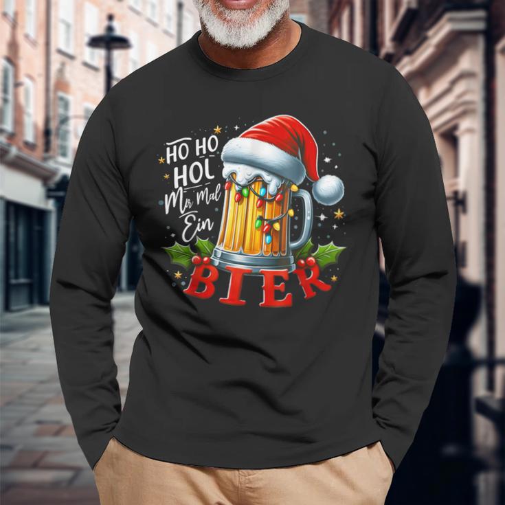 Ho Ho Hol Mir Mal Ein Bier Christmas Langarmshirts Geschenke für alte Männer