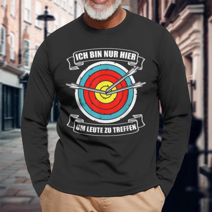 Ich Bin Nur Hier Bogenschütze Arrow Und Bogen Archery Langarmshirts Geschenke für alte Männer