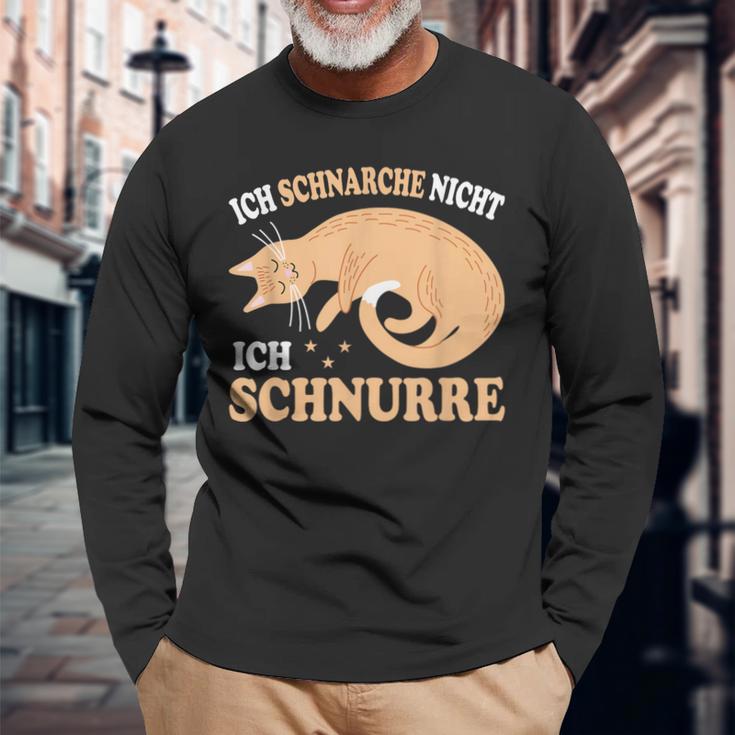 Ich Schnarche Nicht Ich Schnurre Katzen Official Sleep Langarmshirts Geschenke für alte Männer