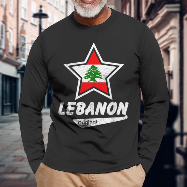 Lebanon Original Proud Lebanese Flag Lebanon Langarmshirts Geschenke für alte Männer