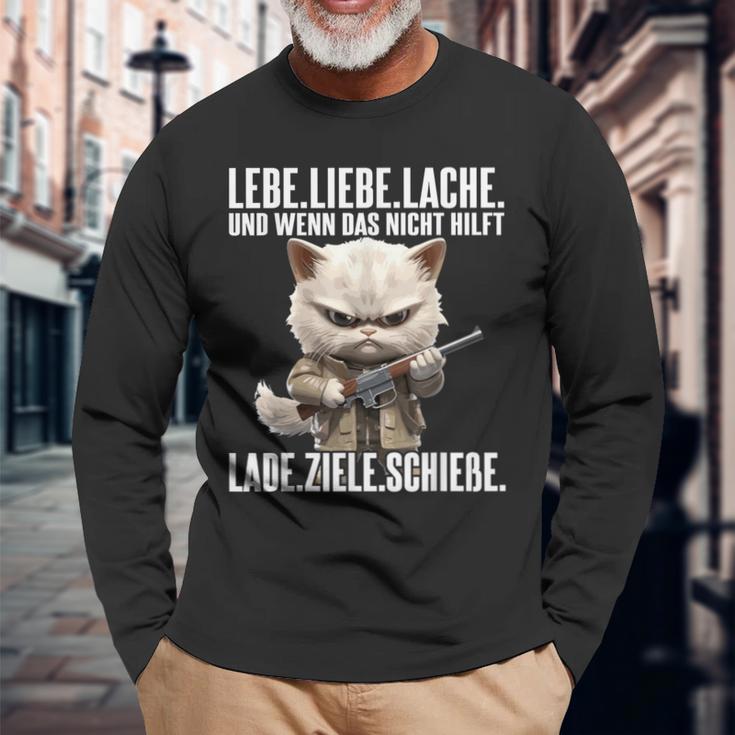 Lebe Liebe Lache Wenn Das Nicht Hilft Lade Ziele Schieße Langarmshirts Geschenke für alte Männer